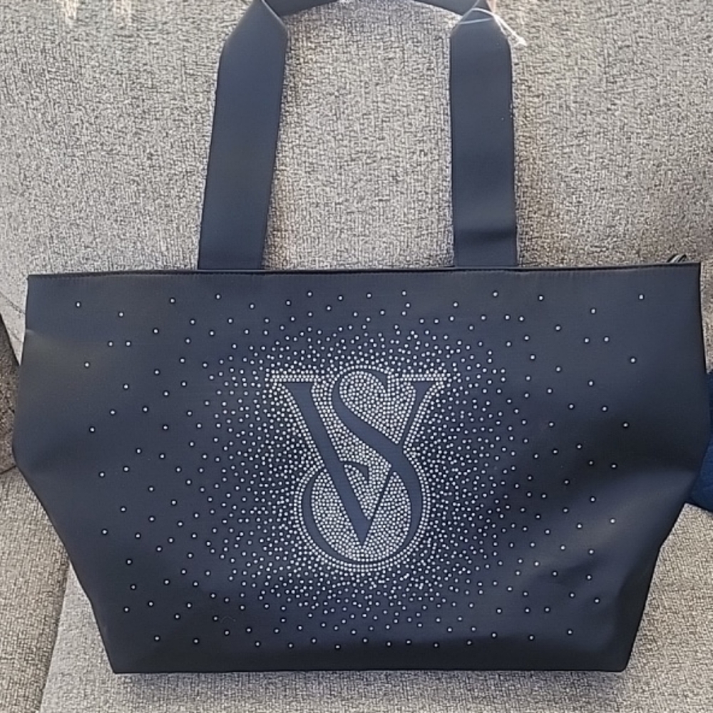 Victoria Secret NEW RELEASE! Black VS bling HUGE 22x7x14 Tote/bag NEW $60